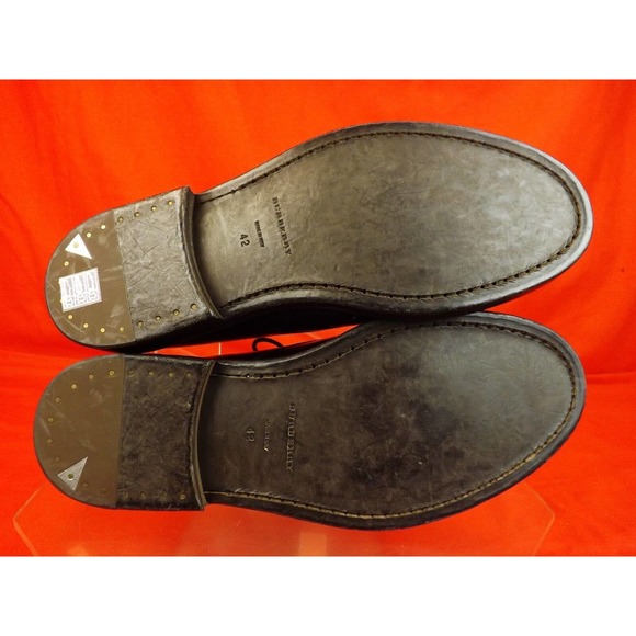 NIB BURBERRY REDWORTHS BROWN LEATHER SHEARLING DERBY OXFORDS 42 9 $795 ITALY - Picture 6 of 9